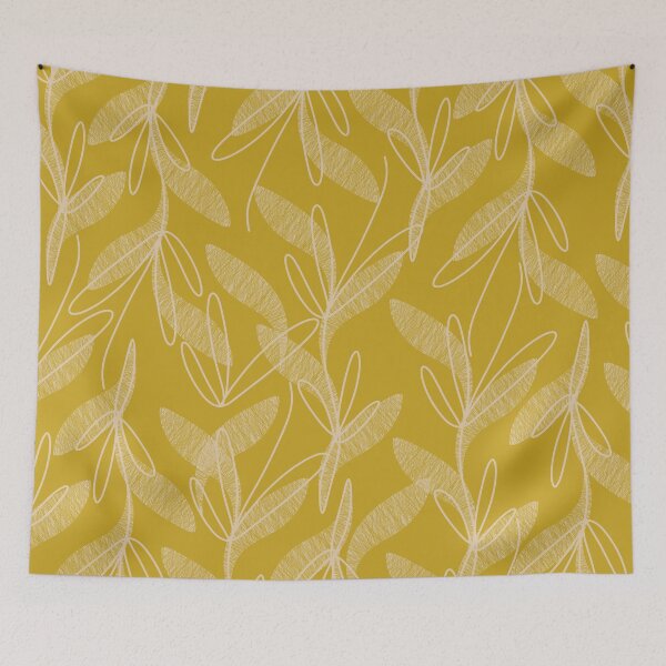 Item preview, Etched Leaves Mid Century Modern Botanical Pattern in Mid Mod Mustard designed and sold by kierkegaard.