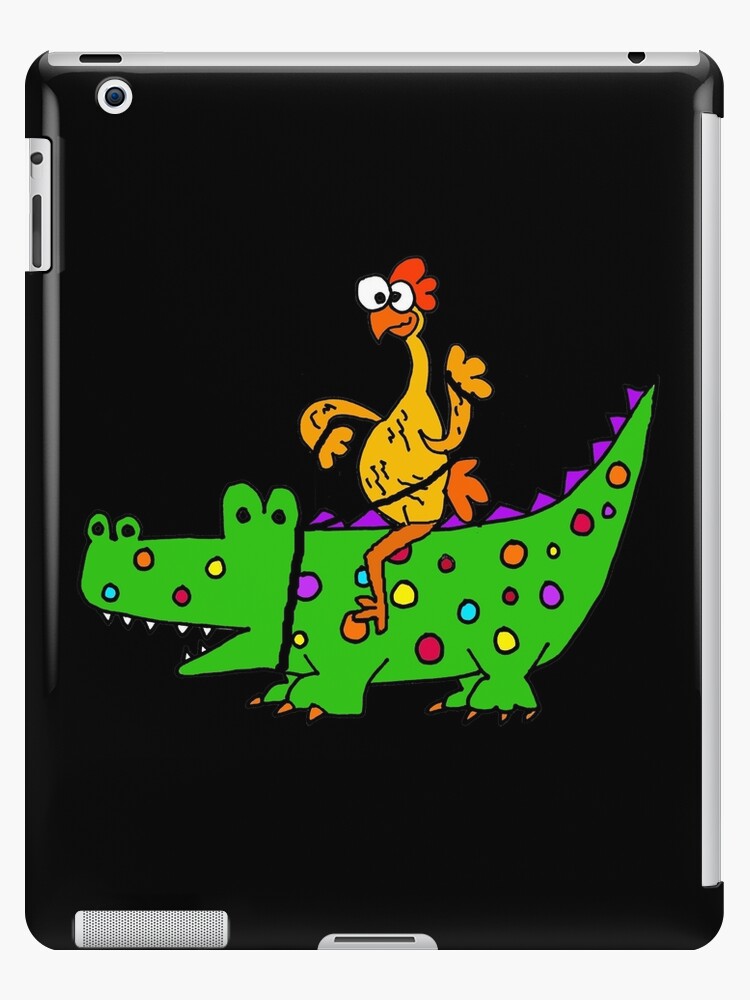 Funda y vinilo para iPad «Cocodrilo de montar de pollo de goma divertido»  de naturesfancy | Redbubble