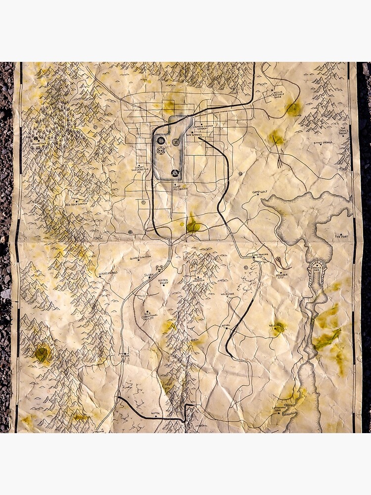 Fallout New Vegas Hand Drawn Map Tote Bag By Paperedwalls Redbubble