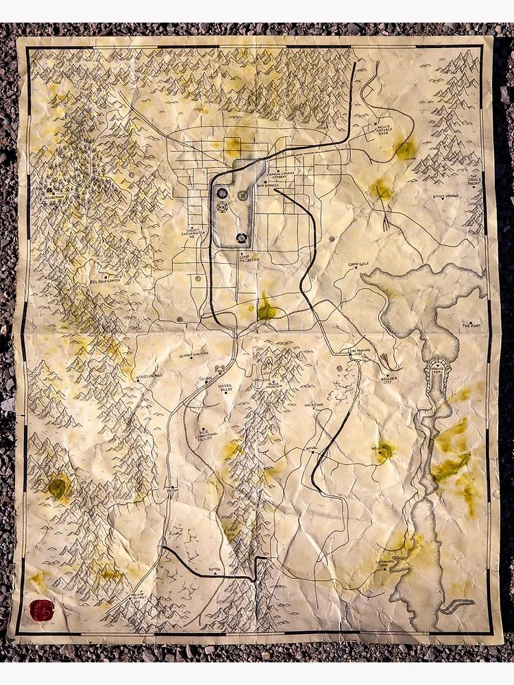 Engraved Wood Map of Fallout New Vegas : Handmade Products