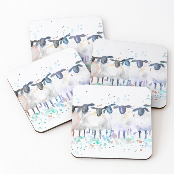 Item preview, Seven Sheep. Original watercolour painting by marjansart designed and sold by Marjansart.
