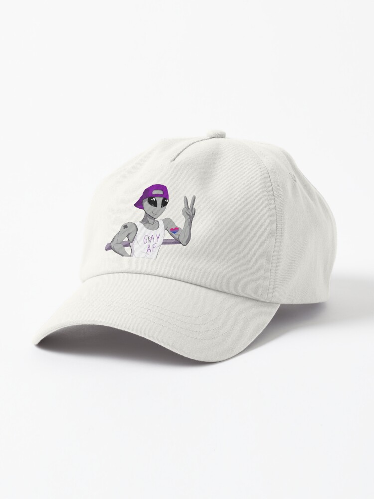 Aperçu 1 sur 7. Casquette avec l'œuvre Alien biromantique gris as créée et vendue par silentrebel.