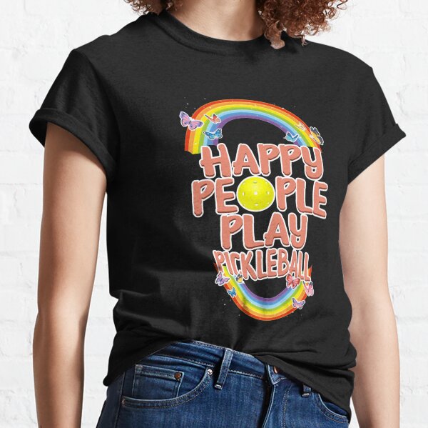 Happy People Play Pickleball Lover Pickleball Player Son Dad Long Sleeve  Classic T-Shirt