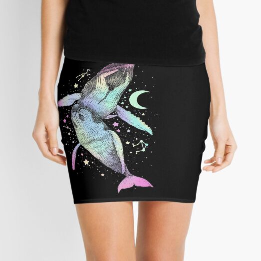 Holo whale moon witches illustration Mini Skirt