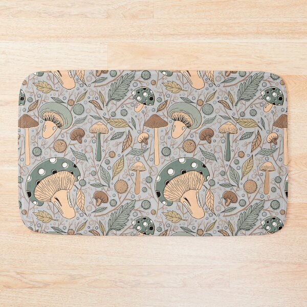 Item preview, Silver Green Forest Elements in Autumn Pattern  designed and sold by artestreestudio.