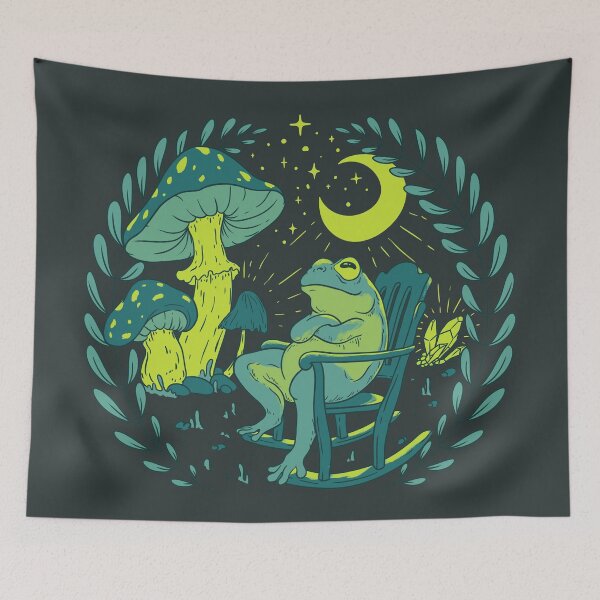 Item preview, Goblincore Aesthetic Cottagecore Frog Chilling - Green - waiting for mushrooms to grow - Weirdcore Dreamcore Mycology Fungi Shrooms Forager Foraging Pet Mat Bandana Phrog designed and sold by Any Color Designs.