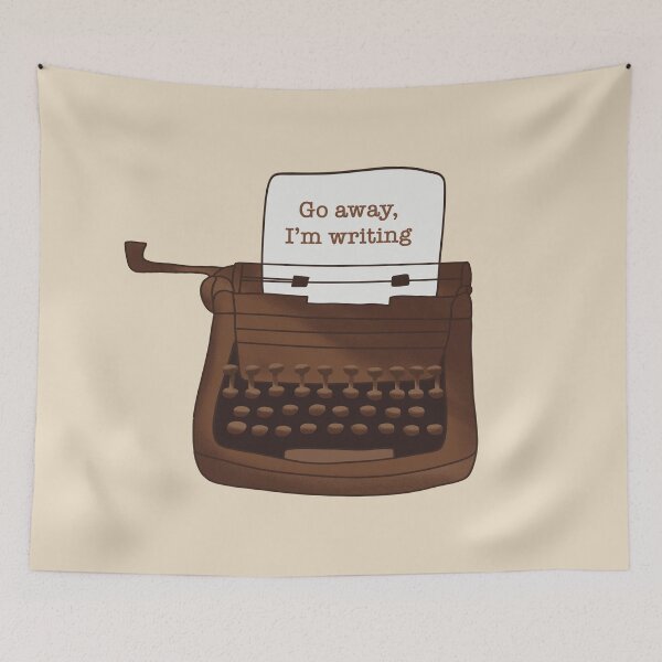 Item preview, Typewriter Go Away I'm Writing Writers Aesthetic Vintage designed and sold by BooksAndFlowers.