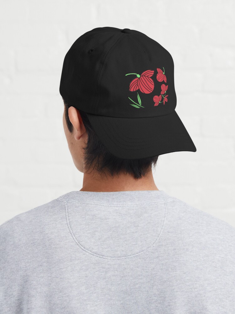 Alternate view of Red flower motif Cap