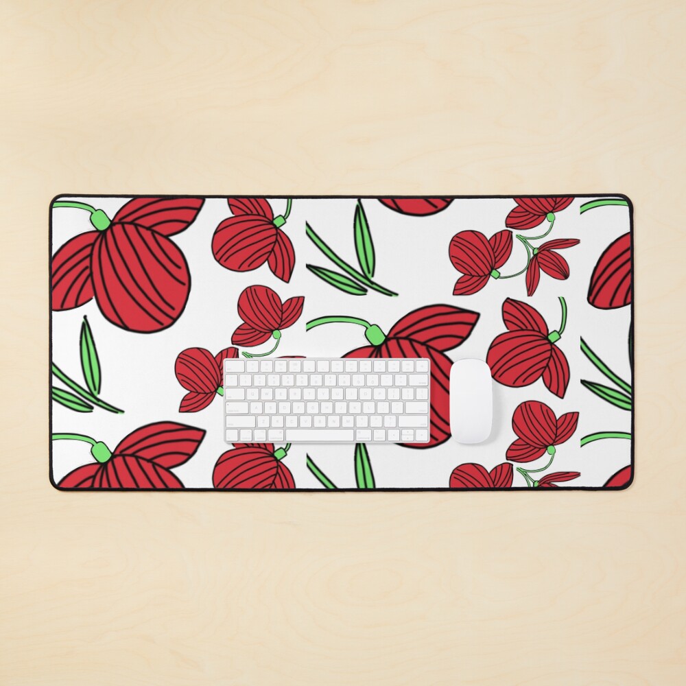 Red flower motif Mouse Pad