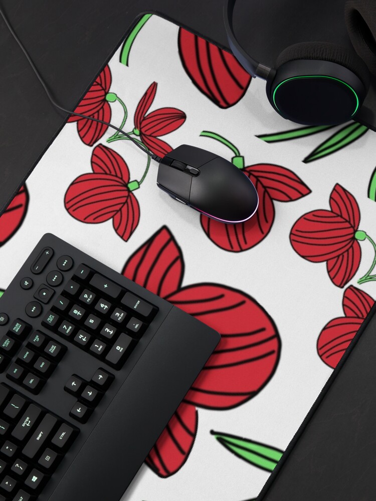 Alternate view of Red flower motif Mouse Pad