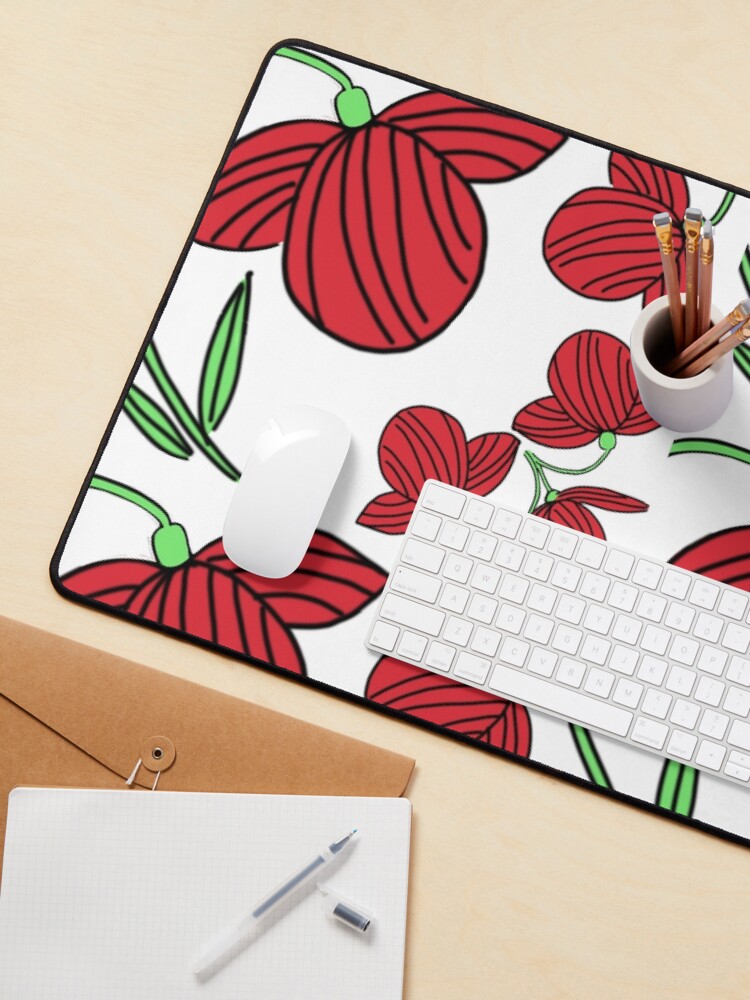 Alternate view of Red flower motif Mouse Pad