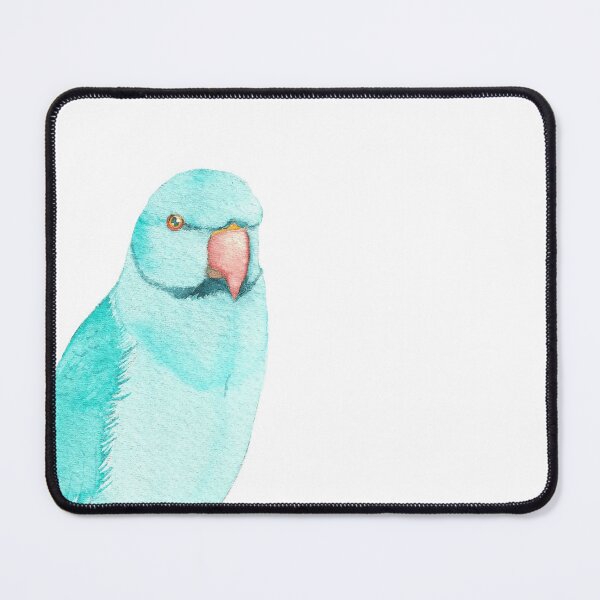 Item preview, Blue rose-ringed parakeet watercolor portrait designed and sold by L'Atelier Oranjade.