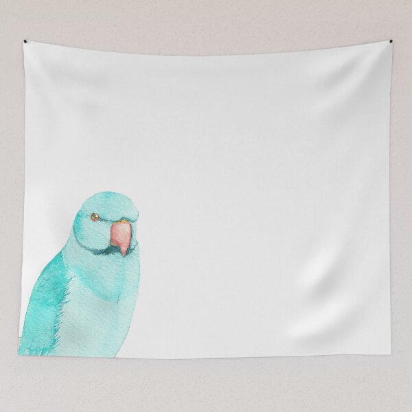Item preview, Blue rose-ringed parakeet watercolor portrait designed and sold by L'Atelier Oranjade.