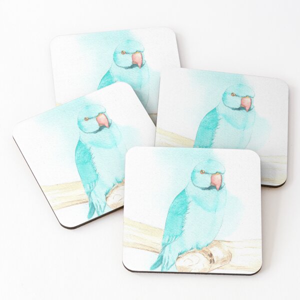 Item preview, Copy of Blue rose-ringed parakeet watercolor portrait designed and sold by L'Atelier Oranjade.