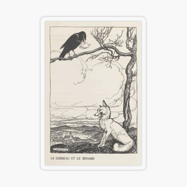 Aesop's Fables art by Arthur Rackham 1913 0026 The Fox and the Crow Transparent Sticker