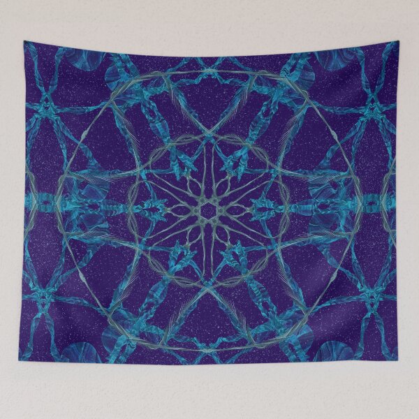Item preview, Midnight Snowfall ~ Blue and Silver Abstract Fractal Mandala Art designed and sold by Ascension Vibrations.