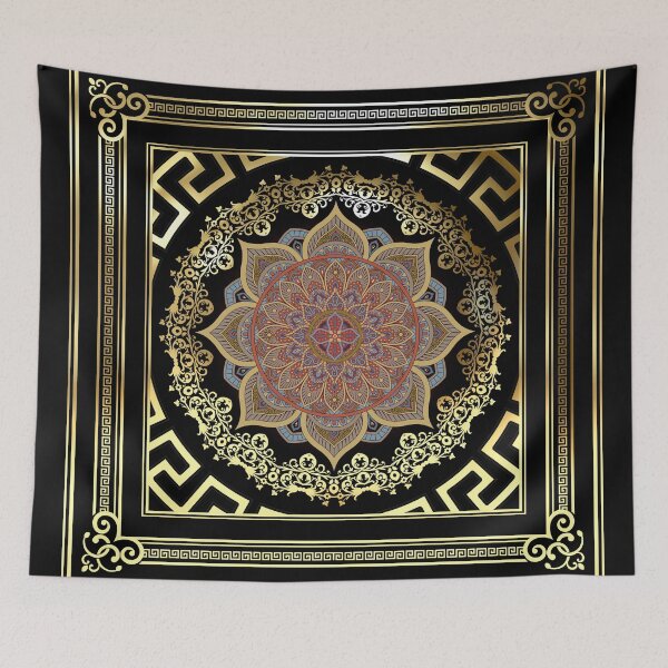 Item preview, Greek Keys Maroon Blue Gold Black Flower designed and sold by Yiorgos Designs.