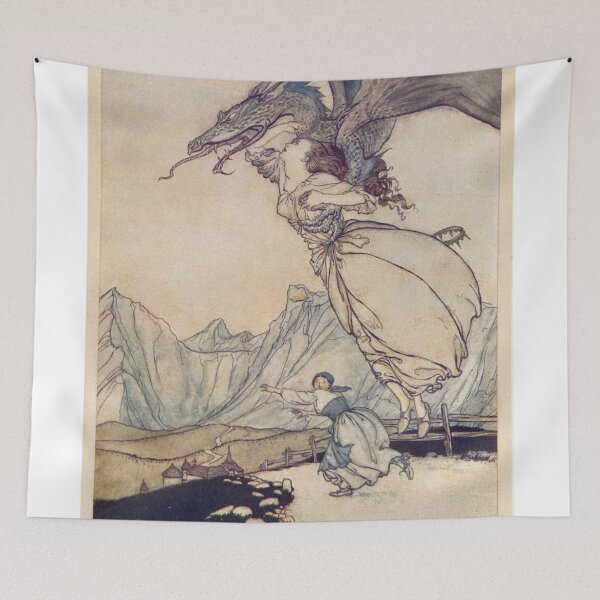 Aperçu de l'œuvre Illustration de dragon vintage d'Arthur Rackham créée et vendue par Bellathewilde.