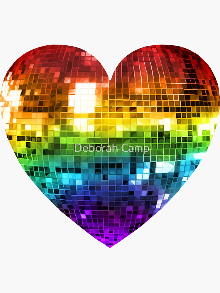 Rainbow Disco Ball Heart  Sticker for Sale by Deborah Camp