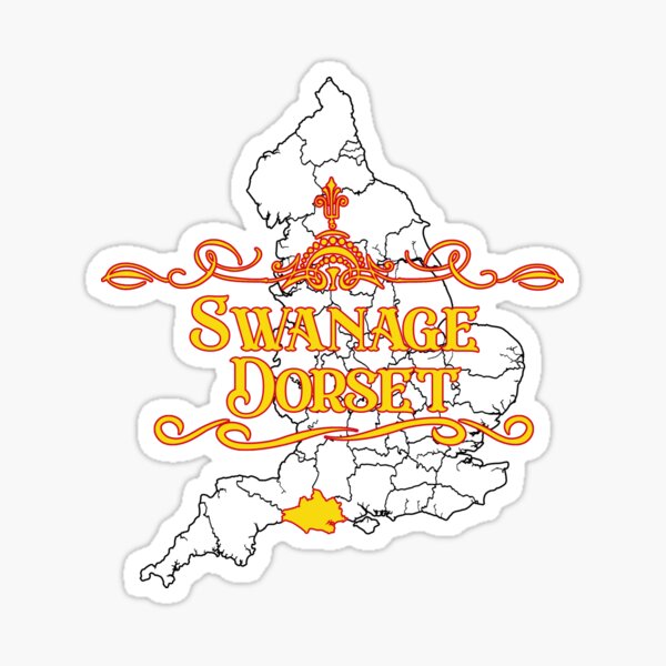 Swanage, Dorset, Souvenir, Travel, Gift, Map, Retro, Design, England Sticker