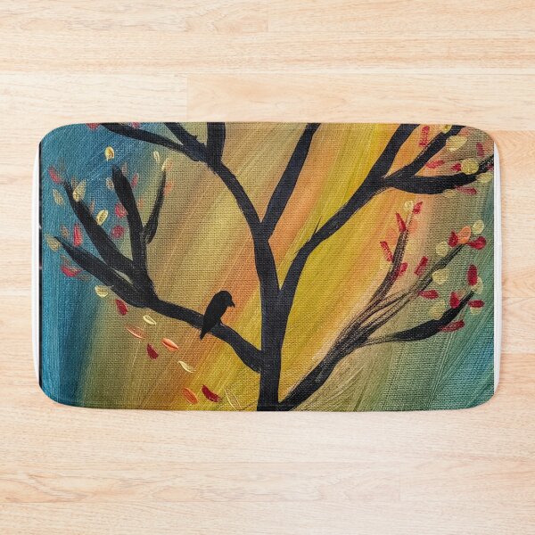 Item preview, Black bird in the tree as the wind blows leaves off the tree  designed and sold by kkartwork.