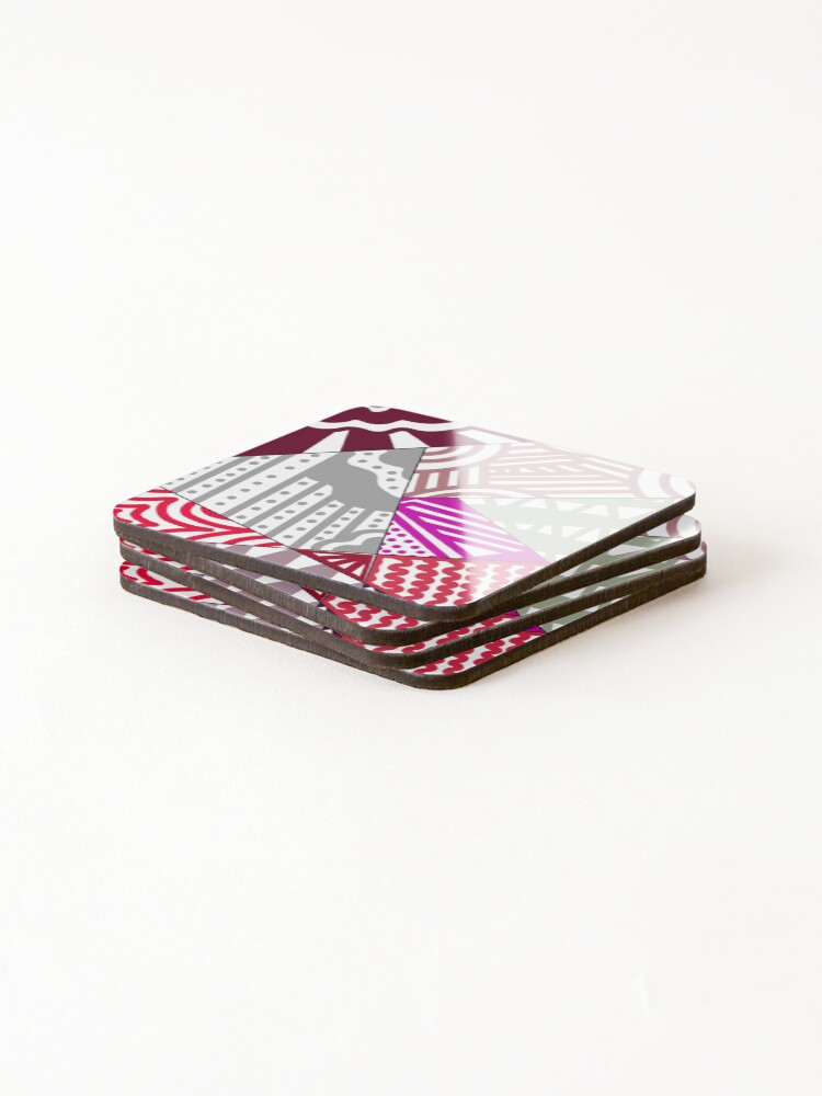 Thumbnail 4 of 5, Coasters (Set of 4), Zentangle - Raspberry designed and sold by EmilyBoynton3.