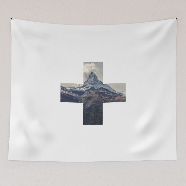 Artikelvorschau, Matterhorn Berg Alpen Schweiz Kreuz Flagge entworfen und verkauft von Mila1946.
