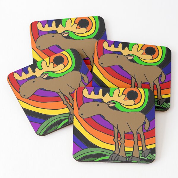 Item preview, Funny Moose and Rainbow Sunrise Cartoon designed and sold by Nature's Fancy.