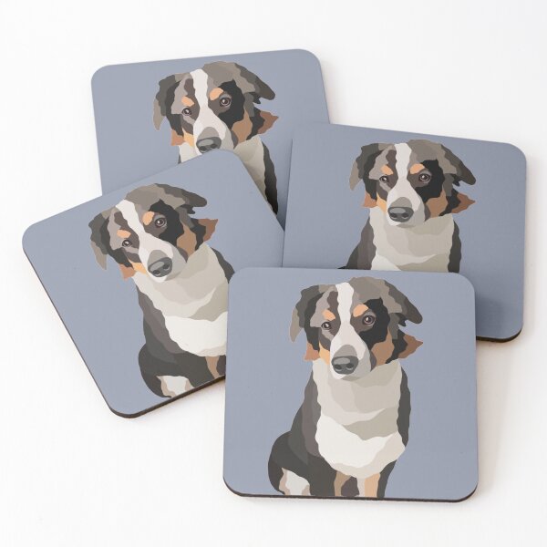Item preview, Tricolor Australian Shepherd Dog Portrait Digital Illustration designed and sold by sherylwylie.