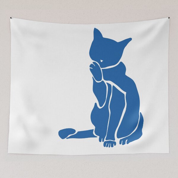 Artikelvorschau, Matisses Katze Var. 1 in Blau entworfen und verkauft von ECMazurDesign.