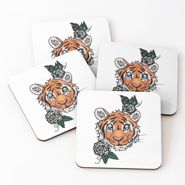 Item preview, Tiger and White Roses  designed and sold by BioLushGraphics.