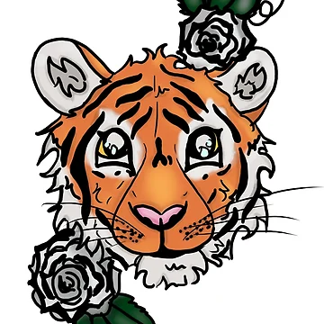Artwork thumbnail, Tiger and White Roses by BioLushGraphics