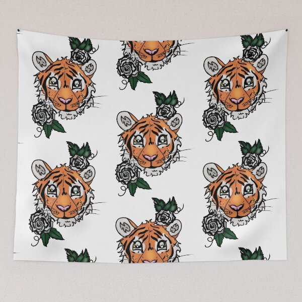 Item preview, Tiger and White Roses  designed and sold by BioLushGraphics.