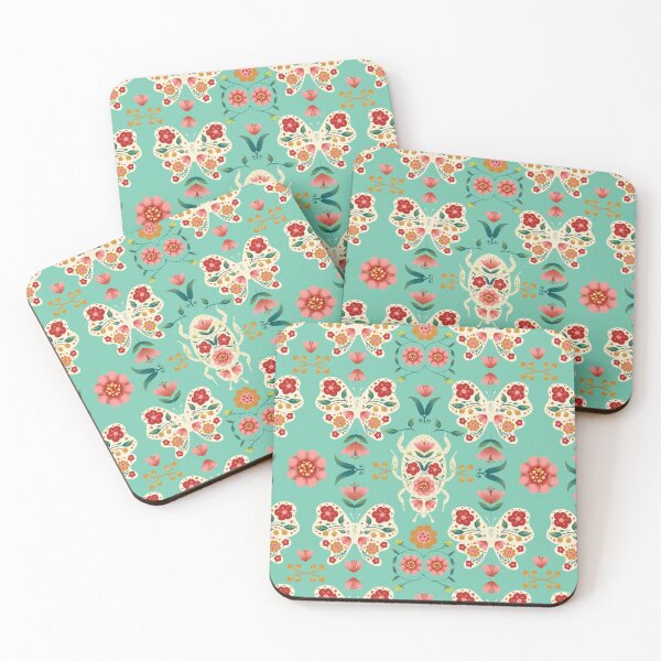 Item preview, Retro Floral bettle and butterfly pattern  designed and sold by raghda-s-m.