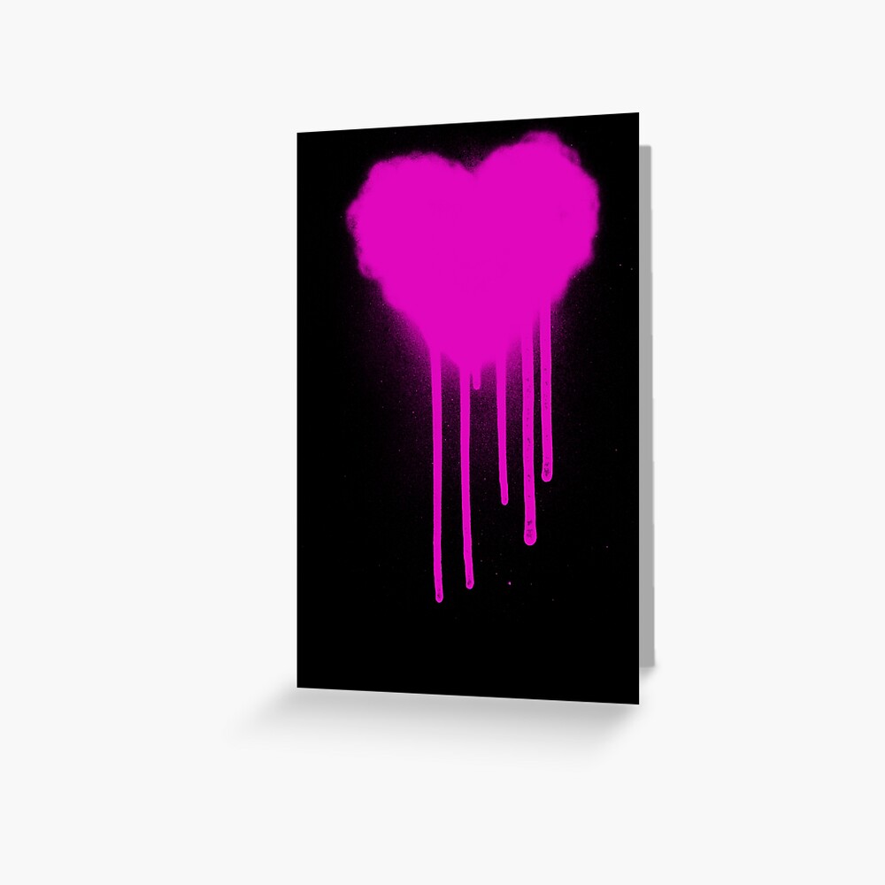 Drippy Graffiti Heart Pink Greeting Card