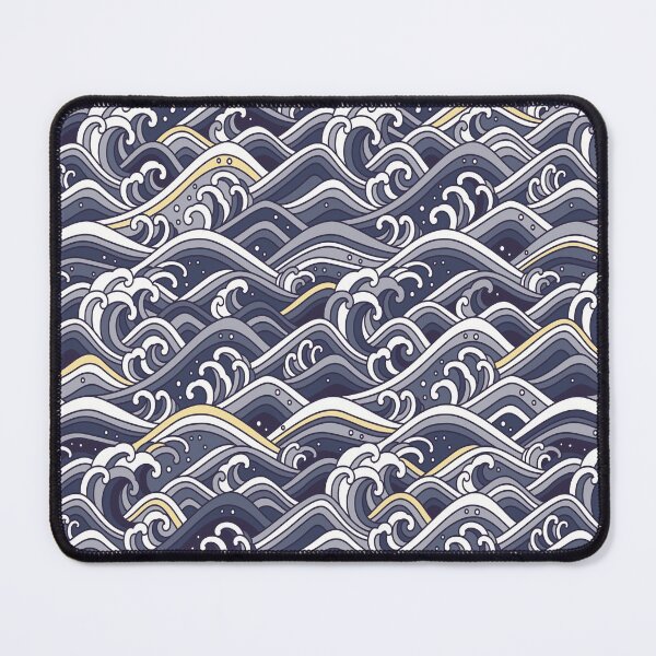 Item preview, Japanese Waves Blue, Gold and Grey designed and sold by Jenie Yolland.