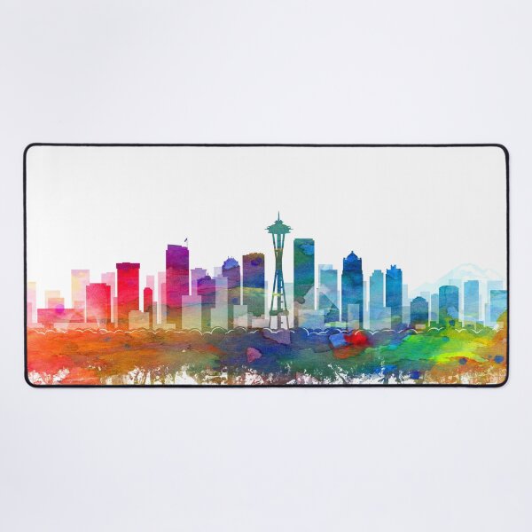 Item preview, Seattle Skyline Watercolor by Zouzounio Art designed and sold by zouzounioart.