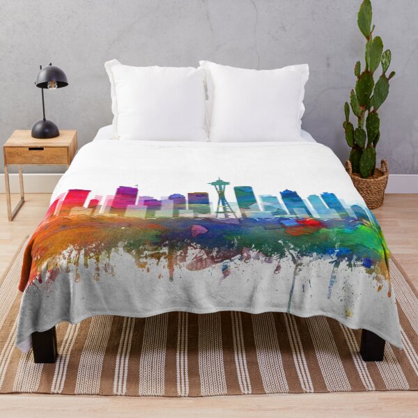 Item preview, Seattle Skyline Watercolor by Zouzounio Art designed and sold by zouzounioart.