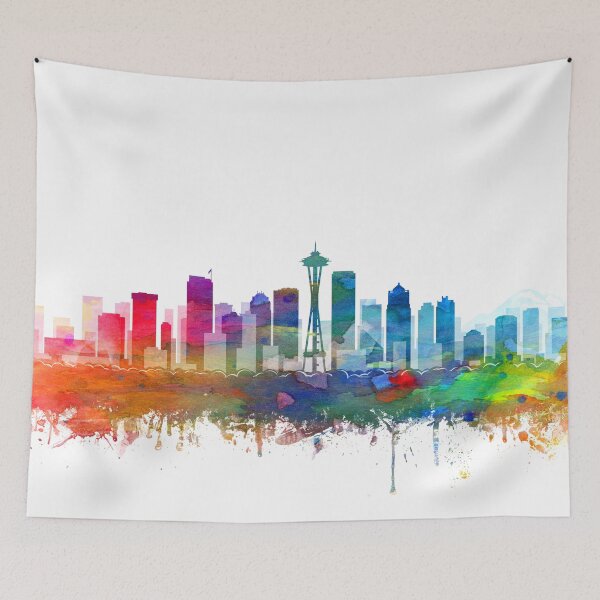 Item preview, Seattle Skyline Watercolor by Zouzounio Art designed and sold by zouzounioart.