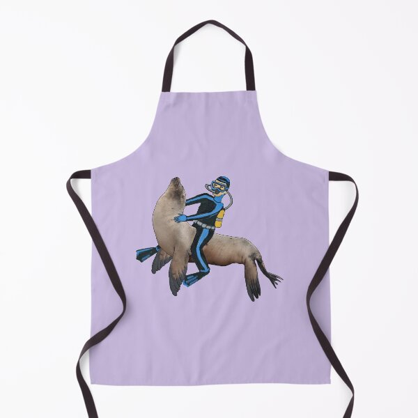 Item preview, Vintage Scuba Diving Diver Riding a Large Sea Lion URM designed and sold by urmaddad.