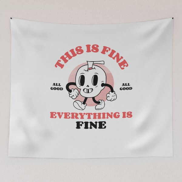 Item preview, This Is Fine, Everything Is Fine - Retro Cartoon Skull designed and sold by MnEmzStudio.