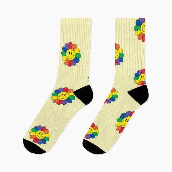 Item preview, Rainbow Retro Smiley Face Flower designed and sold by HumanNation.