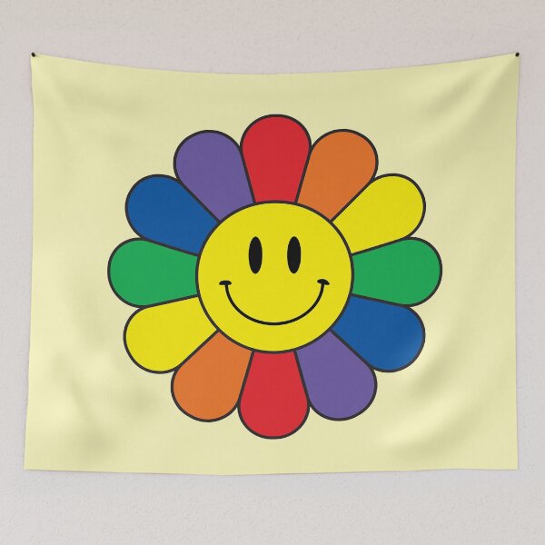 Item preview, Rainbow Retro Smiley Face Flower designed and sold by HumanNation.