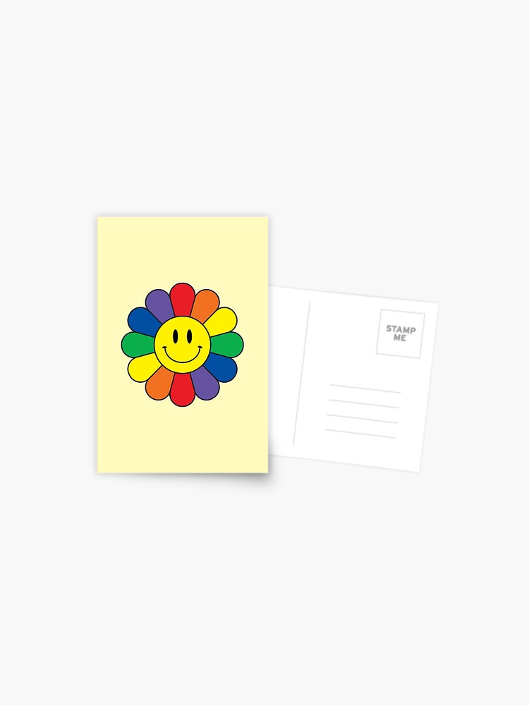 Rainbow Retro Smiley Face Flower Poster for Sale by HumanNation