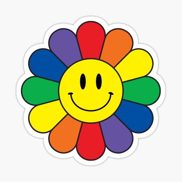 Rainbow Flower Smiley Sticker