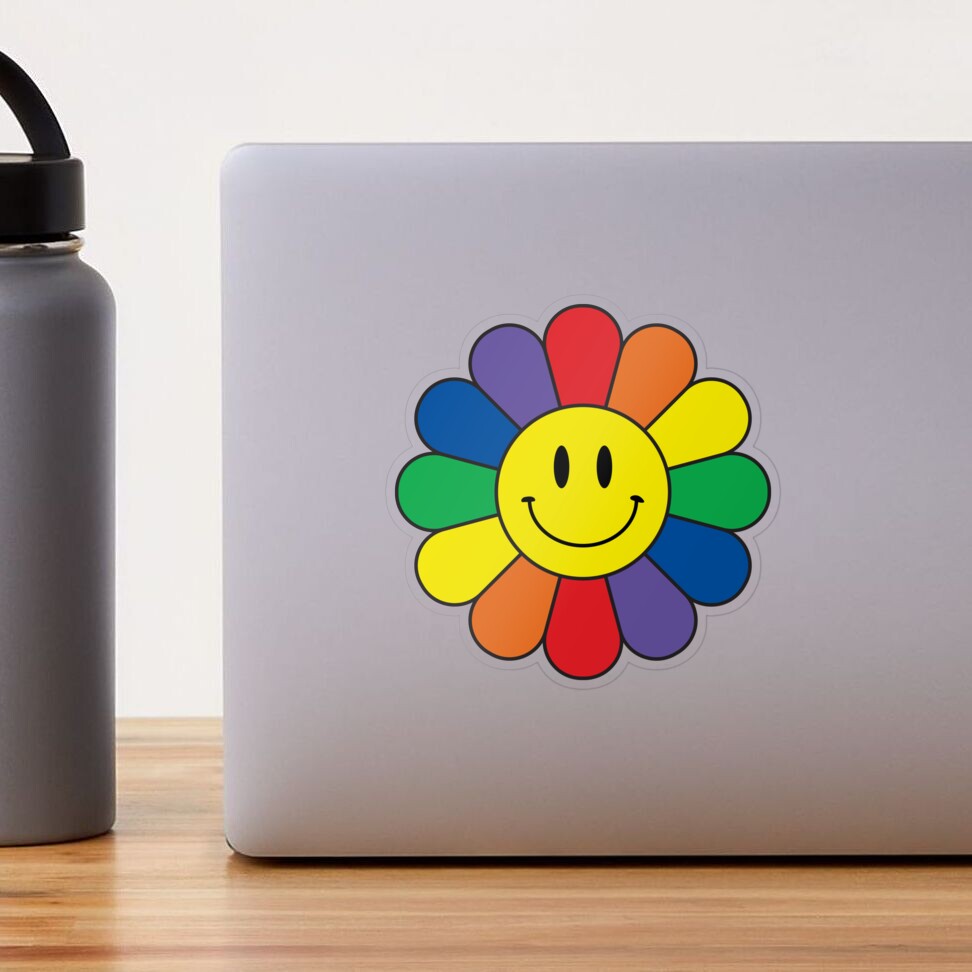 Blue Flower Power Vinyl Sticker, Smiley Flower Sticker, Smiley Face St –  Retrophiliac