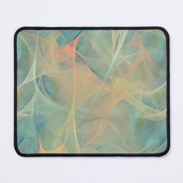 Opalized Plasma ~ Green and Peach Abstract Fractal Art Mouse Pad