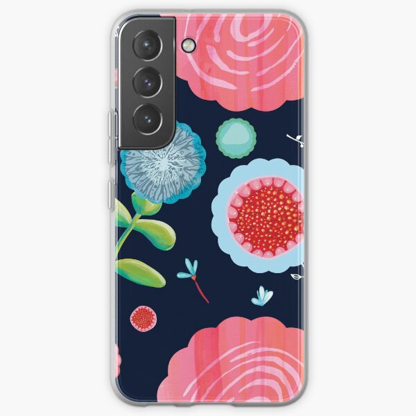 Contemporary Flowers - blue Samsung Galaxy Soft Case