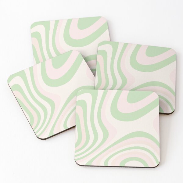 Item preview, Pastel Green, Pink and Peach Abstract Liquid Grooves  designed and sold by patternsoup.