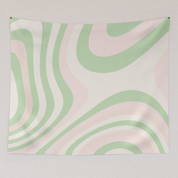 Item preview, Pastel Green, Pink and Peach Abstract Liquid Grooves  designed and sold by patternsoup.